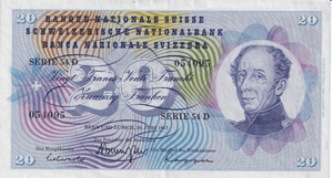 1967 SWITZERLAND 20 FRANCS BANKNOTE REF-1737 - WORLD BANKNOTES - Cambridgeshire Coins