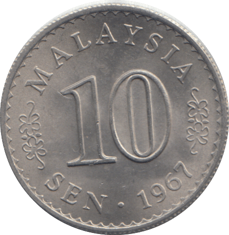 1967 TEN SEN MALAYSIA - WORLD COINS - Cambridgeshire Coins