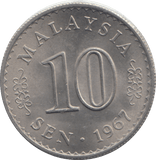 1967 TEN SEN MALAYSIA - WORLD COINS - Cambridgeshire Coins