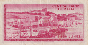 1967 TEN SHILLINGS MALTA BANKNOTE REF-1827 - WORLD BANKNOTES - Cambridgeshire Coins