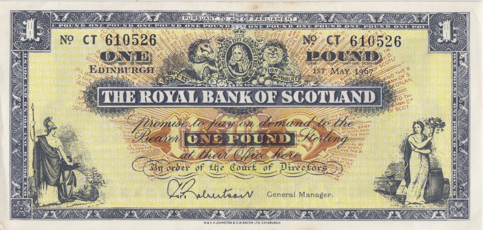 1967 THE ROYAL BANK OF SCOTLAND ONE POUND REF SCOT - 31 - WORLD BANKNOTES - Cambridgeshire Coins