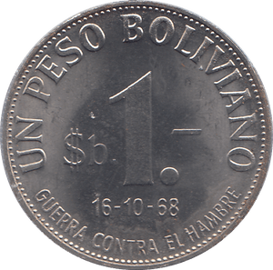 1968 BOLIVIA ONE PESO - WORLD COINS - Cambridgeshire Coins
