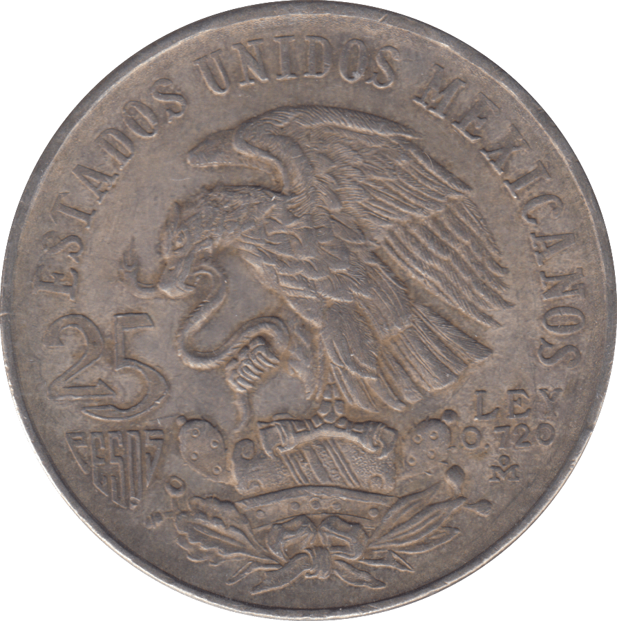 1968 MEXICO 25 PESOS - WOLRD SILVER COINS - Cambridgeshire Coins