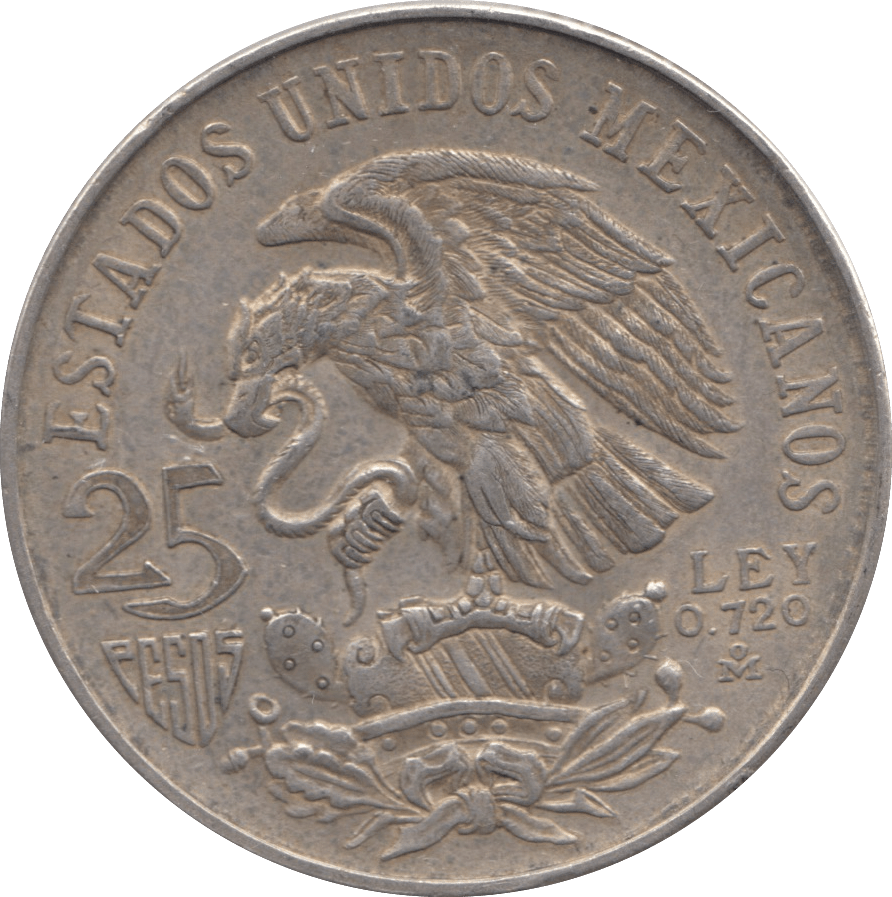 1968 MEXICO SILVER 25 PESOS - SILVER WORLD COINS - Cambridgeshire Coins