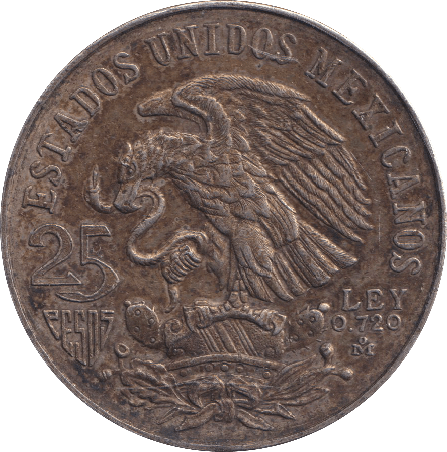 1968 SILVER 25 PESO MEXICO - SILVER WORLD COINS - Cambridgeshire Coins