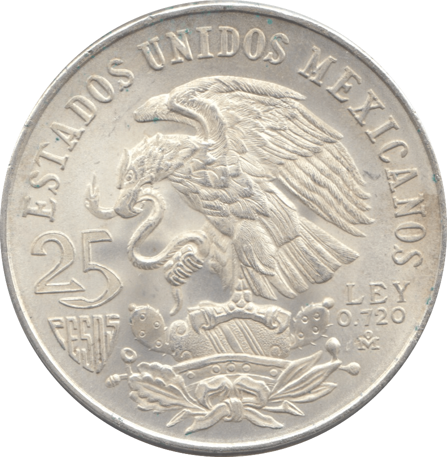 1968 SILVER 25 PESOS MEXICO - SILVER WORLD COINS - Cambridgeshire Coins
