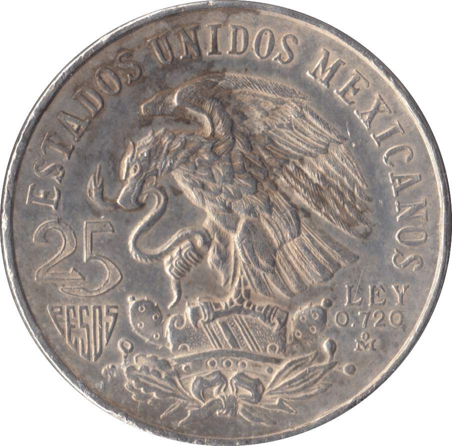 1968 SILVER 25 PESOS MEXICO - SILVER WORLD COINS - Cambridgeshire Coins