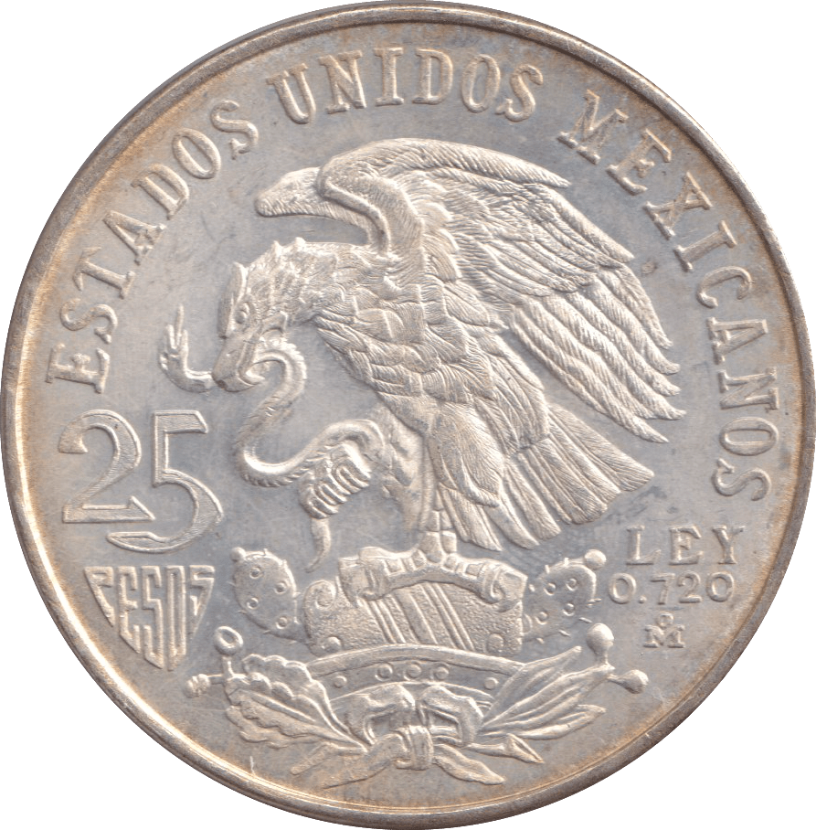 1968 SILVER 25 PESOS MEXICO - SILVER WORLD COINS - Cambridgeshire Coins