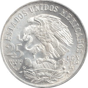 1968 SILVER 25 PESOS MEXICO - SILVER WORLD COINS - Cambridgeshire Coins