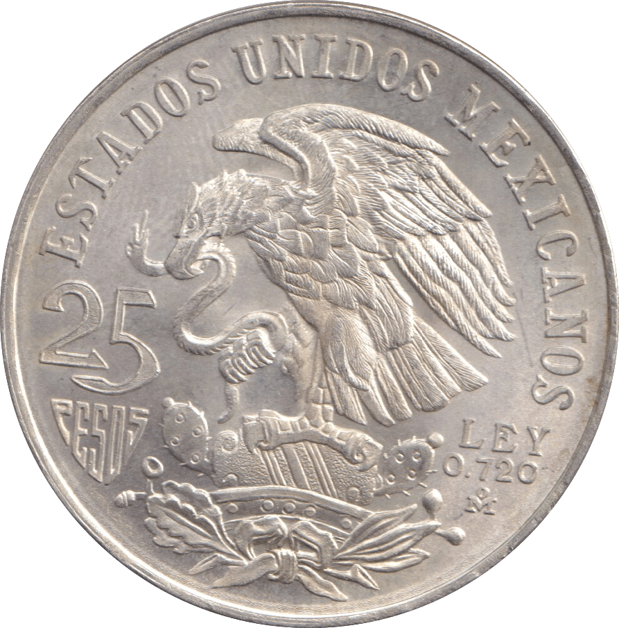 1968 SILVER 25 PESOS MEXICO - SILVER WORLD COINS - Cambridgeshire Coins
