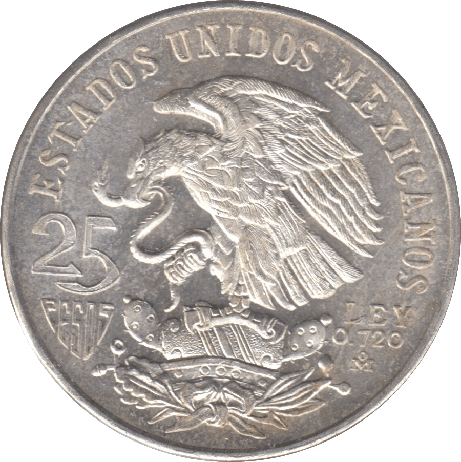 1968 SILVER 25 PESOS MEXICO - SILVER WORLD COINS - Cambridgeshire Coins