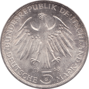 1968 SILVER FIVE MARKS GERMANY - SILVER WORLD COINS - Cambridgeshire Coins