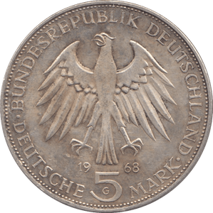 1968 SILVER FIVE MARKS GERMANY - SILVER WORLD COINS - Cambridgeshire Coins