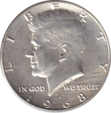 1968 SILVER HALF DOLLAR USA - SILVER WORLD COINS - Cambridgeshire Coins