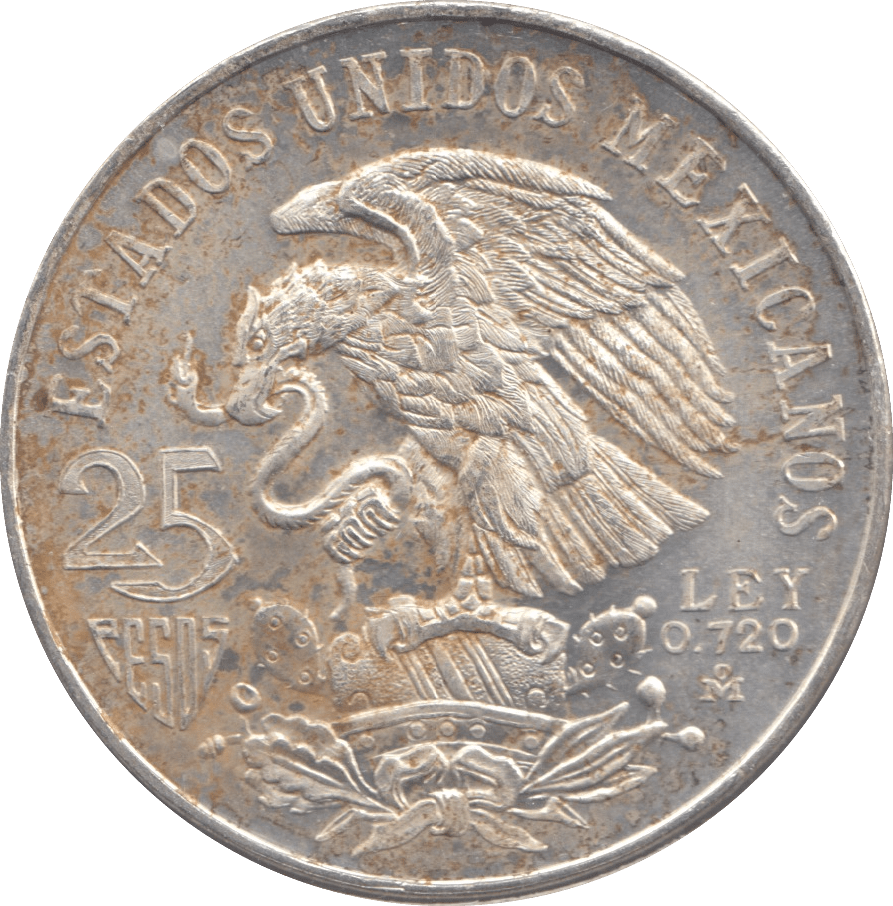 1968 SILVER MEXICO 25 PESO - SILVER WORLD COINS - Cambridgeshire Coins
