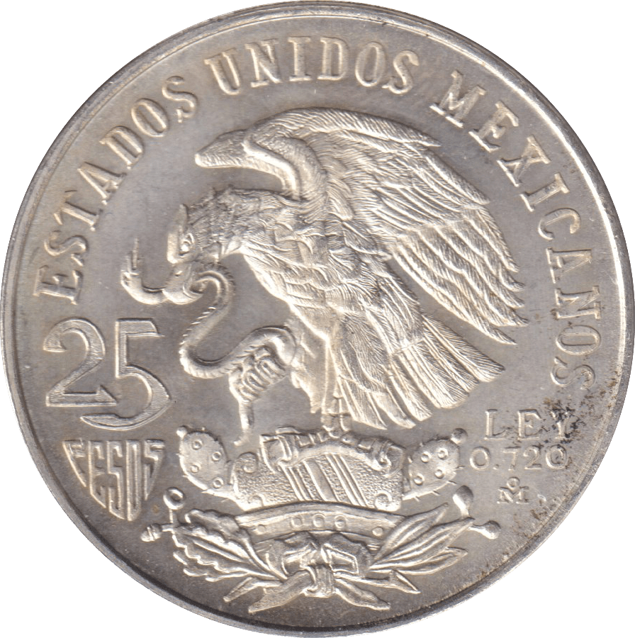 1968 SILVER MEXICO 25 PESOS - SILVER WORLD COINS - Cambridgeshire Coins