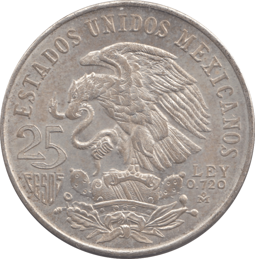 1968 SILVER MEXICO 25 PESTAS - SILVER WORLD COINS - Cambridgeshire Coins