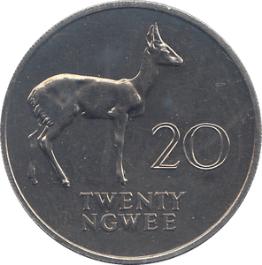 1968 ZAMBIA 20 NGWEE - WORLD COINS - Cambridgeshire Coins