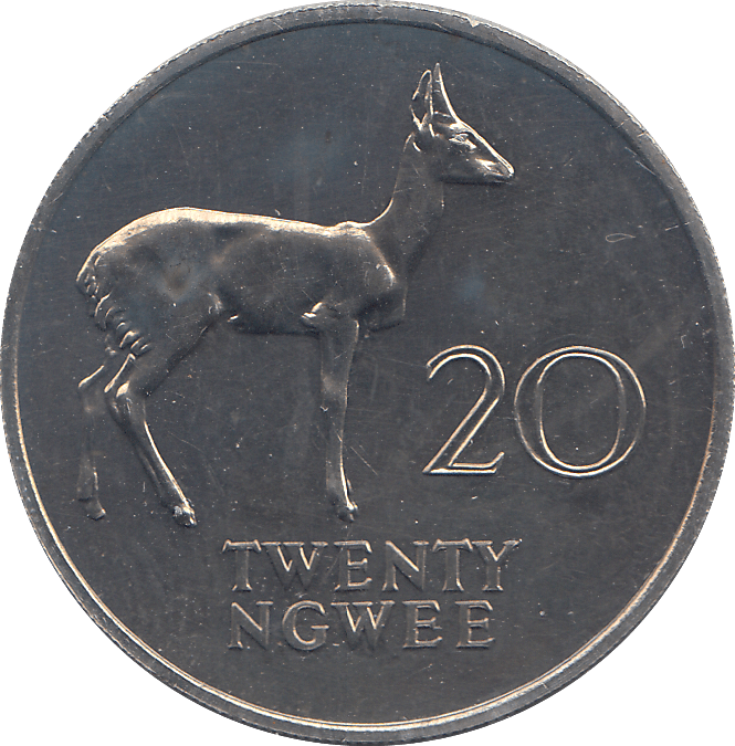 1968 ZAMBIA 20 NGWEE - WORLD COINS - Cambridgeshire Coins