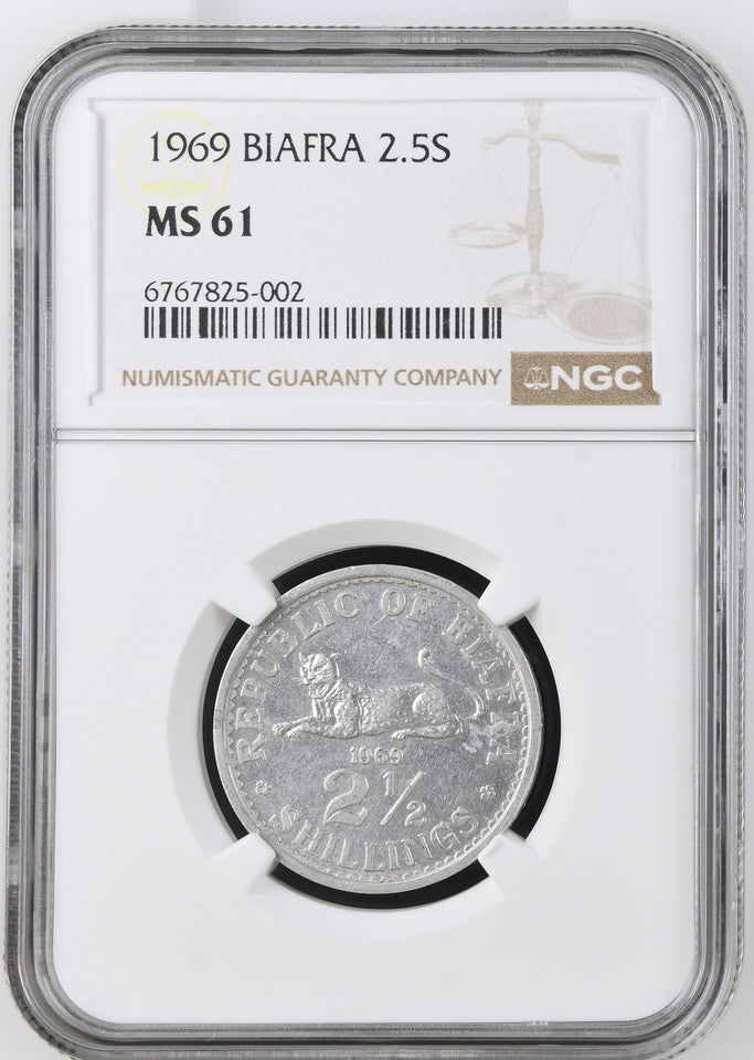 1969 BIAFRA 2 1/2 SHILLINGS MS61 REF 1 - NGC SILVER COINS - Cambridgeshire Coins