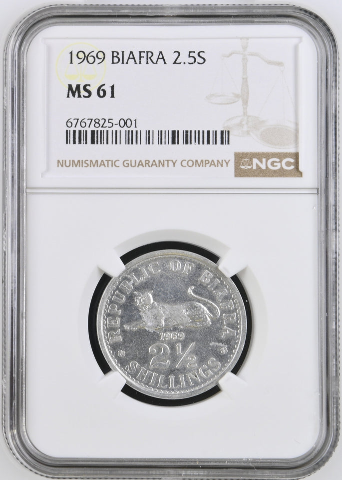 1969 BIAFRA 2 1/2 SHILLINGS MS61 - NGC SILVER COINS - Cambridgeshire Coins