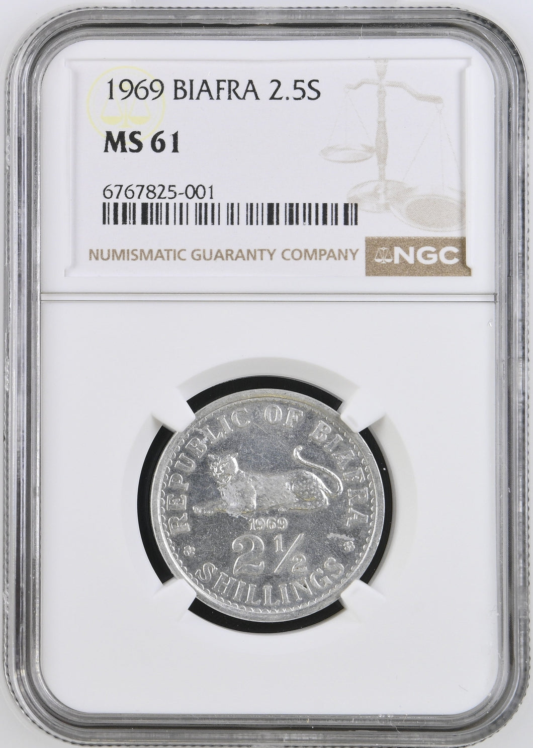 1969 BIAFRA 2 1/2 SHILLINGS MS61 - NGC SILVER COINS - Cambridgeshire Coins