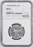 1969 BIAFRA 2 1/2 SHILLINGS MS61 - NGC SILVER COINS - Cambridgeshire Coins