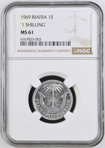 1969 BIAFRA ONE SHILLING MS61 - NGC SILVER COINS - Cambridgeshire Coins