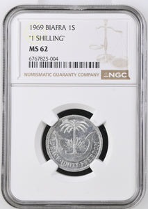 1969 BIAFRA ONE SHILLING MS62 REF 2 - NGC SILVER COINS - Cambridgeshire Coins