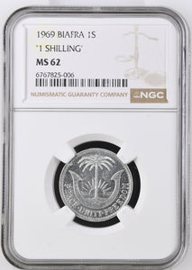 1969 BIAFRA ONE SHILLING MS62 - NGC SILVER COINS - Cambridgeshire Coins