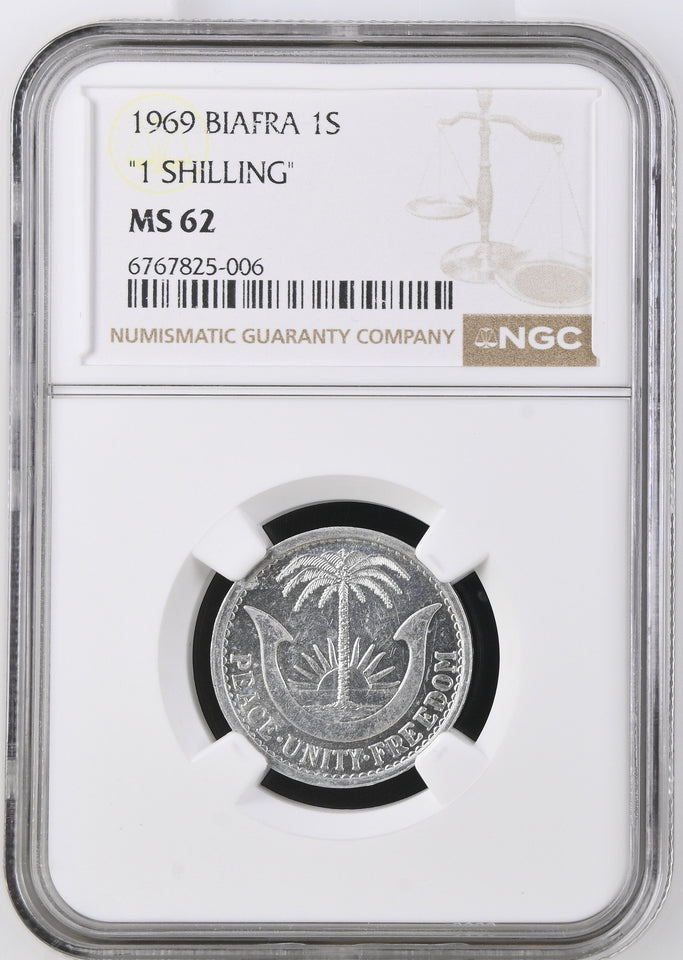 1969 BIAFRA ONE SHILLING MS62 - NGC SILVER COINS - Cambridgeshire Coins