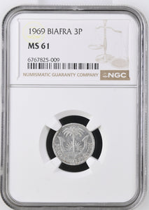 1969 BIAFRA THEEPRENCE MS61 REF 1 - NGC SILVER COINS - Cambridgeshire Coins