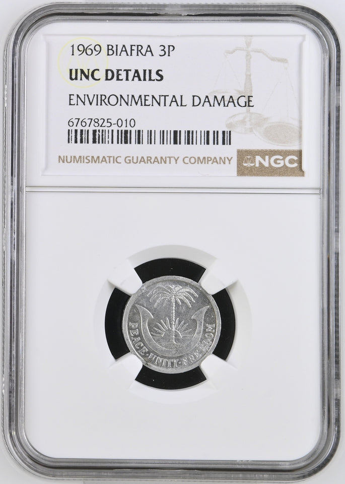 1969 BIAFRA THREEPENCE UNC DETAILS REF 1 - NGC SILVER COINS - Cambridgeshire Coins