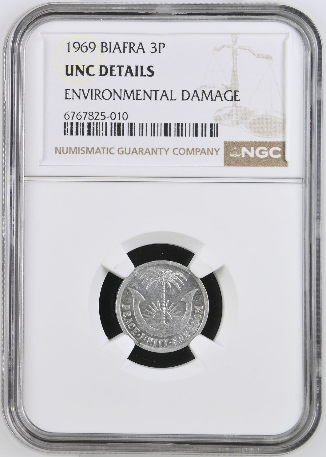 1969 BIAFRA THREEPENCE UNC DETAILS REF 1 - NGC SILVER COINS - Cambridgeshire Coins