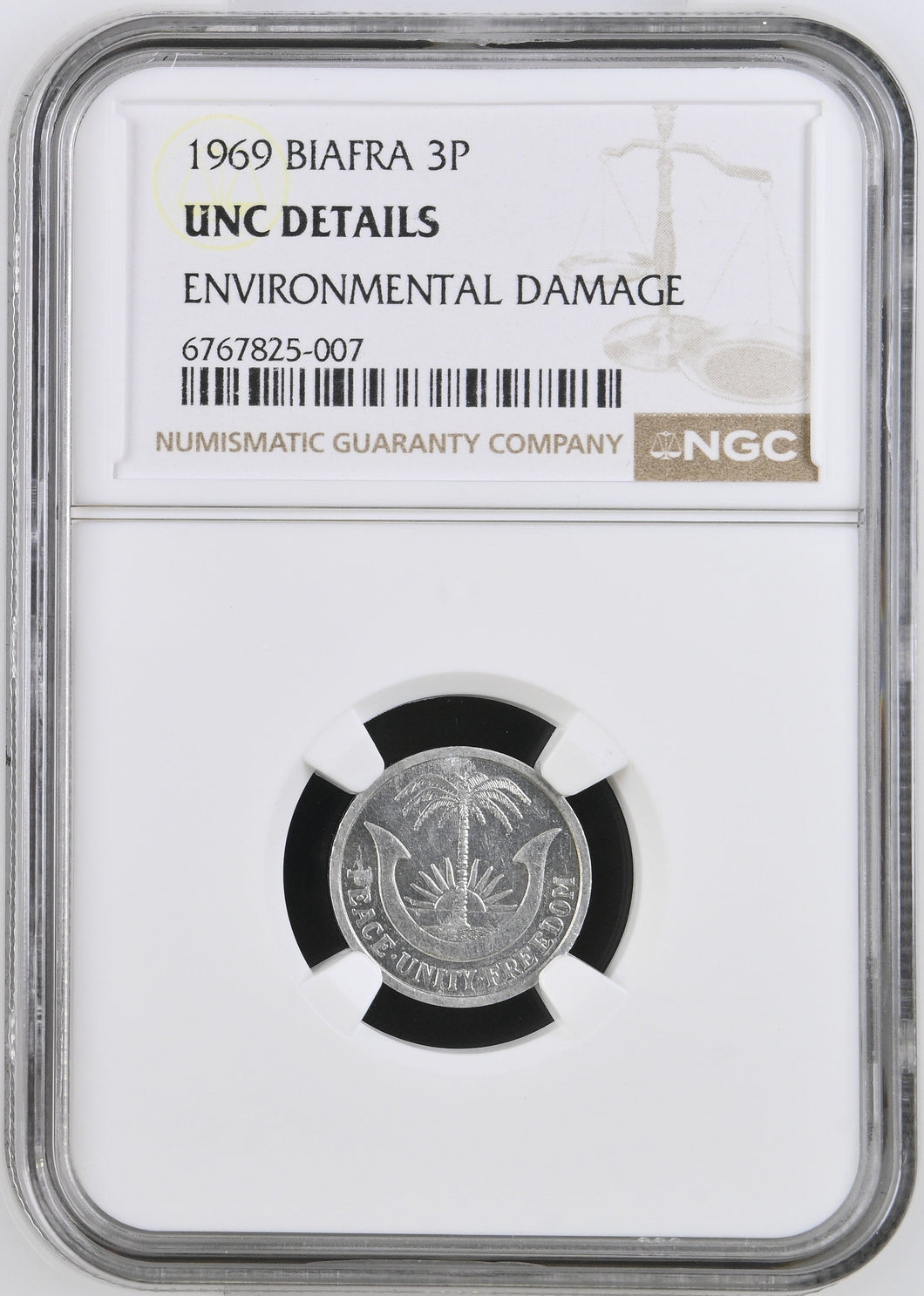 1969 BIAFRA THREEPENCE UNC DETAILS - NGC SILVER COINS - Cambridgeshire Coins