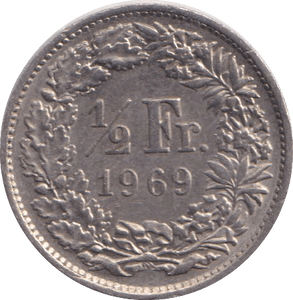 1969 FRANCE 1/2 FRANC - WORLD COINS - Cambridgeshire Coins