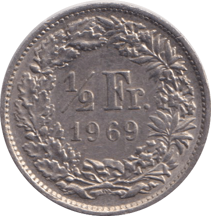 1969 FRANCE 1/2 FRANC - WORLD COINS - Cambridgeshire Coins