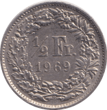 1969 FRANCE 1/2 FRANC - WORLD COINS - Cambridgeshire Coins