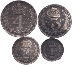 1969 MAUNDY SET ELIZABETH II - Maundy Set - Cambridgeshire Coins