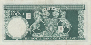1969 ONE POUND ROYAL BANK OF SCOTLAND BANKNOTE REF SCOT - 67 - WORLD BANKNOTES - Cambridgeshire Coins