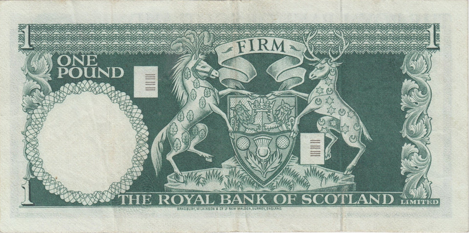 1969 ONE POUND ROYAL BANK OF SCOTLAND BANKNOTE REF SCOT - 67 - WORLD BANKNOTES - Cambridgeshire Coins