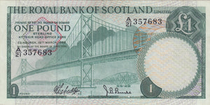 1969 ONE POUND ROYAL BANK OF SCOTLAND BANKNOTE REF SCOT - 67 - WORLD BANKNOTES - Cambridgeshire Coins