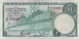 1969 ONE POUND ROYAL BANK OF SCOTLAND BANKNOTE REF SCOT - 67 - WORLD BANKNOTES - Cambridgeshire Coins