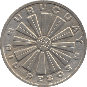 1969 SILVER 1000 PESOS URUGUAY - SILVER WORLD COINS - Cambridgeshire Coins