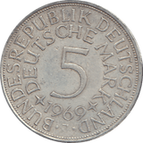 1969 SILVER GERMANY 5 MARKS - WORLD COINS - Cambridgeshire Coins