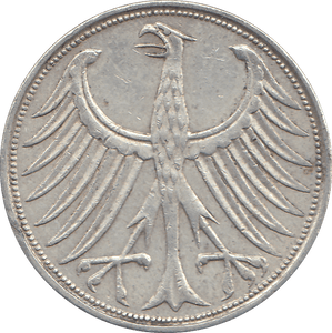 1969 SILVER GERMANY 5 MARKS - WORLD COINS - Cambridgeshire Coins