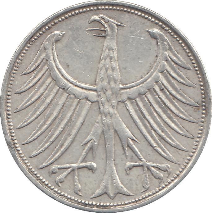 1969 SILVER GERMANY 5 MARKS - WORLD COINS - Cambridgeshire Coins