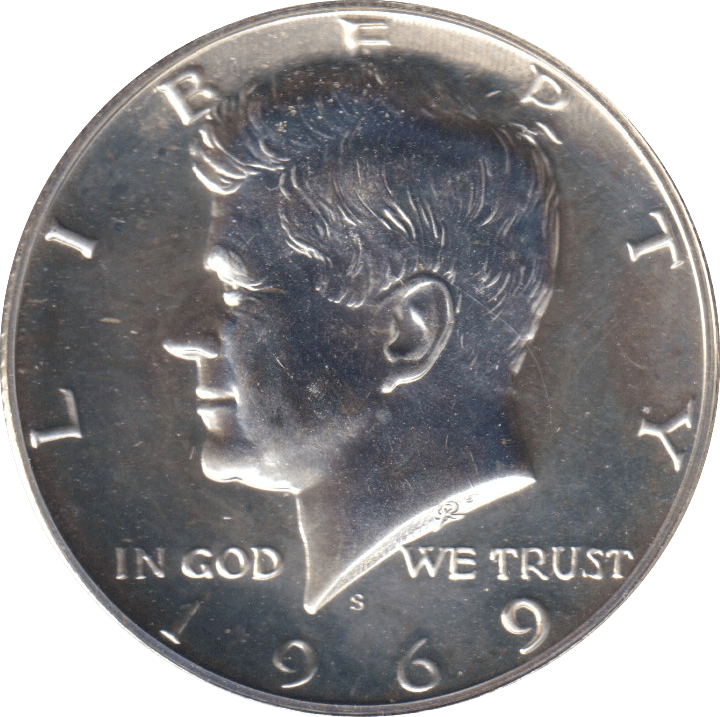 1969 SILVER HALF DOLLAR USA - SILVER WORLD COINS - Cambridgeshire Coins