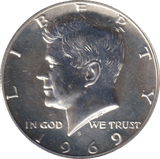 1969 SILVER HALF DOLLAR USA - SILVER WORLD COINS - Cambridgeshire Coins