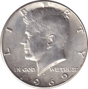 1969 SILVER HALF DOLLAR USA - SILVER WORLD COINS - Cambridgeshire Coins